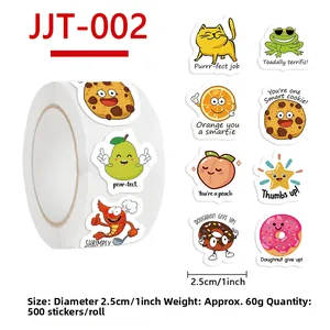Detailed view of 500 cartoon pun reward stickers with 2.5cm diameter for student gifts