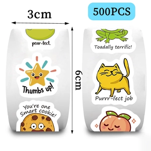 500pcs roll of 3cm cartoon reward stickers with cute stars and animals for students