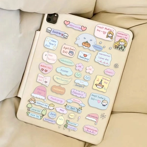 Cute cartoon holiday pattern transparent tablet case for iPad DIY decoration stickers