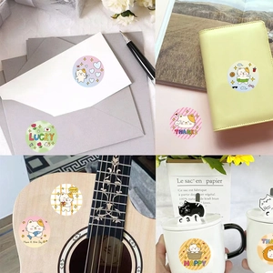 500pcs roll of cute cartoon cat round decorative stickers for envelopes and scrapbooking