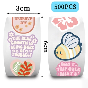 500pcs roll of pink floral decorative stickers for journaling and envelope sealing