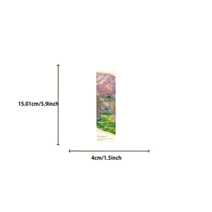 Artistic oil painting style pink cherry blossom bookmark with dimensions 15.01x4cm