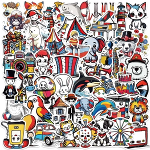 Autocollants Graffiti de Cirque en Dessin Animé Imperméables Décalcomanies PVC Pour Ordinateur Guitare Bagage Téléphone DIY Scrapbooking