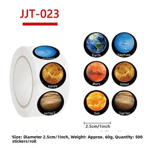 Detail of 1-inch solar system planet stickers 500 pieces per roll for journaling