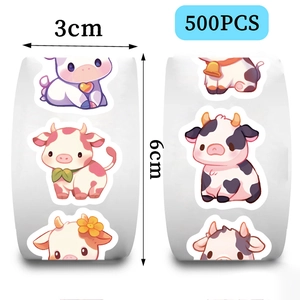 500pcs cute cartoon cow stickers roll for scrapbooking decoration and envelope sealing