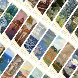 Artistic oil painting style bookmark set featuring Impressionist masterpieces and quotes