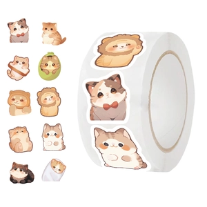 500-roll pack of cute cartoon big-eye cat decorative stickers for journaling and sealing
