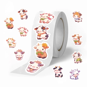 Cartoon Cow Scrapbooking Stickers Washi Self Adhesive Decals For Envelope Sealing Planner DIY Journal Decoration Stationery Gift