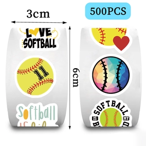 500pcs roll of 3cm softball sports decorative stickers for DIY scrapbooking and sealing