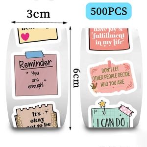 Rouleau de 500 stickers d'affirmation autocollants pour journaux et enveloppes, 3cm