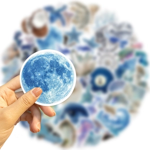 Set di adesivi impermeabili tema luna blu oceano per laptop chitarra e decorazione fai da te