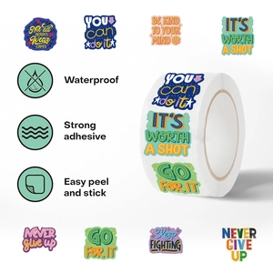 500pcs waterproof inspirational quote sticker roll with strong adhesive for journals