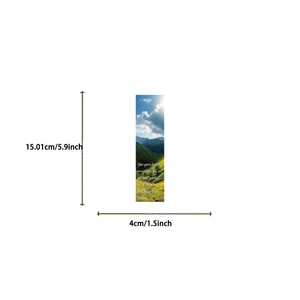 Landscape scenery bookmark with mountain photo and motivational English quote