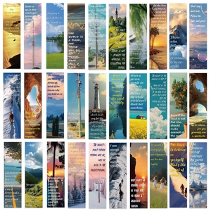 30-piece vintage bookmark set with scenic landscapes and inspirational quotes