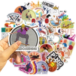 Detail showing high-quality waterproof vinyl sports stickers for laptops and luggage decor