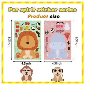 Size guide for animal face sticker series featuring 4.3x6.3 inch dimensions and designs