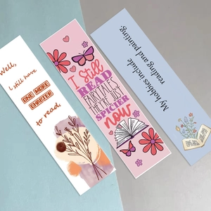 Set of 3 minimalist Reading Series paper bookmarks with floral and butterfly designs