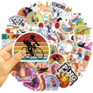 50-piece set of waterproof vintage sports silhouette stickers for laptop and luggage decor