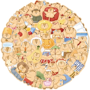 Set of 50 cute cartoon marmot stickers for decorating laptops and guitars in various styles