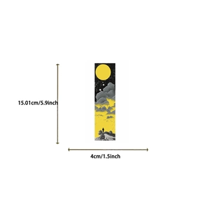Artistic yellow dream series paper bookmarks with moonlit scenery 15x4cm set of 30