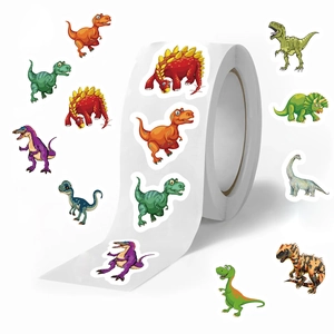 500-count cartoon dinosaur sticker roll for kids decoration and envelope sealing