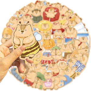 50 pieces of cute waterproof capybara stickers for laptop and guitar decoration