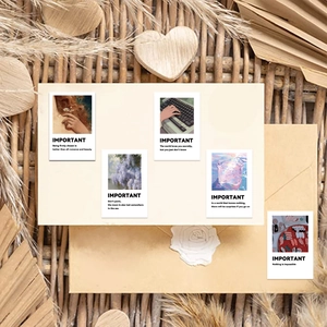 Detailed view of aesthetic ins style stickers with English quotes on a natural straw mat