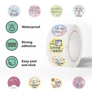 500pcs roll of cartoon dog stickers with motivational quotes and waterproof finish