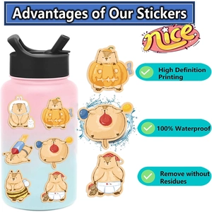 50pcs waterproof cartoon groundhog stickers for decorating guitars and laptops