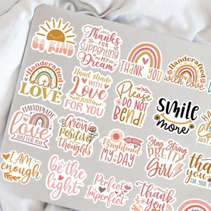50 adesivi Boho impermeabili per laptop e chitarra con arcobaleni e frasi motivazionali