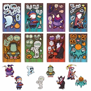 Halloween Aufkleber Set mit 8 gruseligen Motiven wie Geist und Kürbis zum Selbermachen