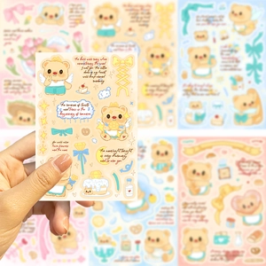 Cute Butter Bear waterproof stickers for DIY scrapbooking and journal decoration