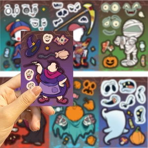 Halloween-Sticker zum Selbermachen mit Hexe, Mumie und Geist für kreativen Bastelspaß