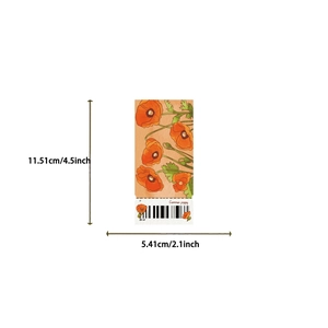 Detail of floral bookmark featuring orange poppy design and dimensional measurements