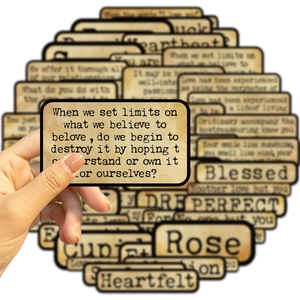 50 pieces of vintage aesthetic English quote stickers for DIY laptop and guitar decor