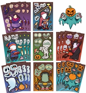 Lot de neuf autocollants d'Halloween DIY avec divers monstres de dessin animé créatifs