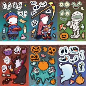 Détails d'autocollants d'Halloween avec personnages de zombie, vampire et citrouille