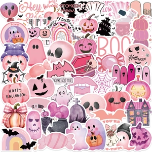 Autocollants Halloween Rose Imperméables PVC Dessin Animé Fantôme Citrouille Crâne Décalcomanies Pour Ordinateur Valise Guitare DIY