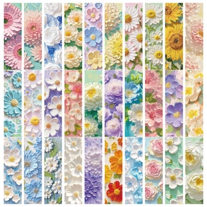 Set di 33 segnalibri artistici con fiori a olio e texture a rilievo 3D per lettura