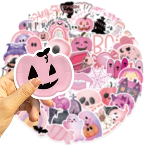 Lot de 50 autocollants de graffiti rose Halloween pour ordinateurs et guitares