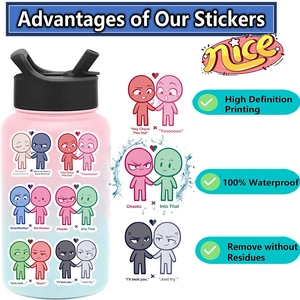 Wasserdichte Cartoon-Aufkleber auf einer Sportflasche mit hochwertigem HD-Druck
