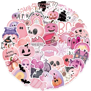 Lot de 50 stickers Halloween roses pour ordinateur et guitare autocollants étanches