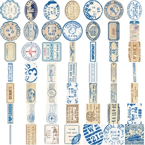 50pcs vintage travel ticket graffiti stickers for laptops with world city stamp designs