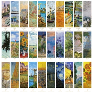 30er-Set minimalistische Kunst-Lesezeichen mit berühmten Monet- und Van Gogh-Gemälden