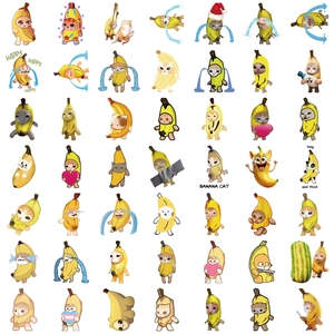 Pack de 50 pegatinas de Banana Cat meme impermeables para decorar pc y guitarra
