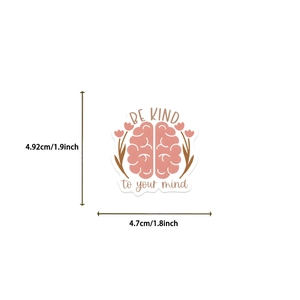 Bohemian mental health sticker featuring Be Kind to Your Mind brain and tulips design