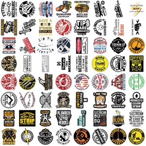 Lot de 65 stickers étanches mécanicien et électricien pour déco ordinateur et bagages