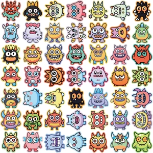 Pack of 50 cute cartoon monster graffiti stickers for laptops and guitar decoration
