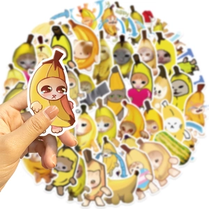 50 pegatinas impermeables de Banana Cat meme para decorar portátil y guitarra