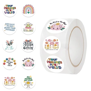 Motivational Mental Health Stickers Washi Paper Round Self Adhesive Labels For Scrapbooking Journaling Envelopes Gifts
